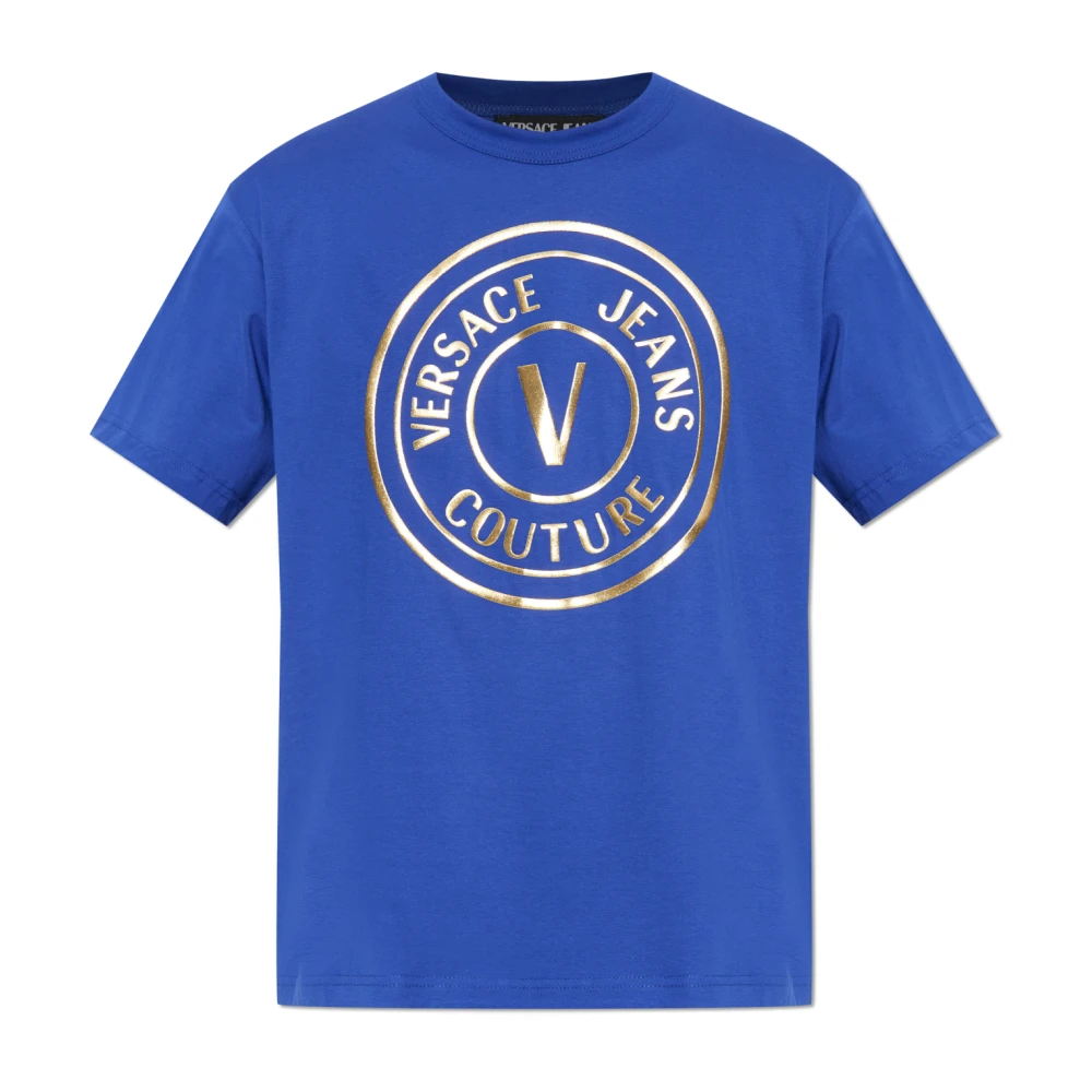 Versace Jeans Couture Uomo Blu - T-Shirt Con Logo Stampato - Tops - L
