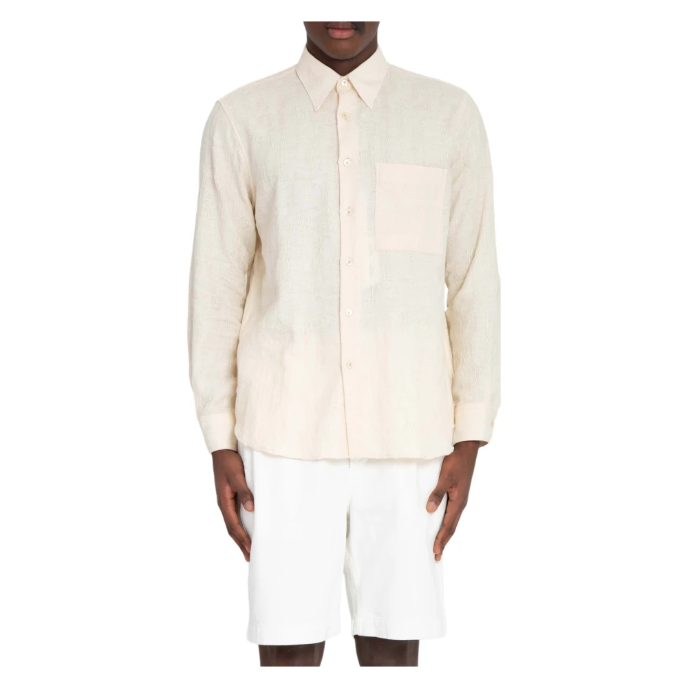 Sunflower Jacquard Shirt in Ace Stijl Beige Heren