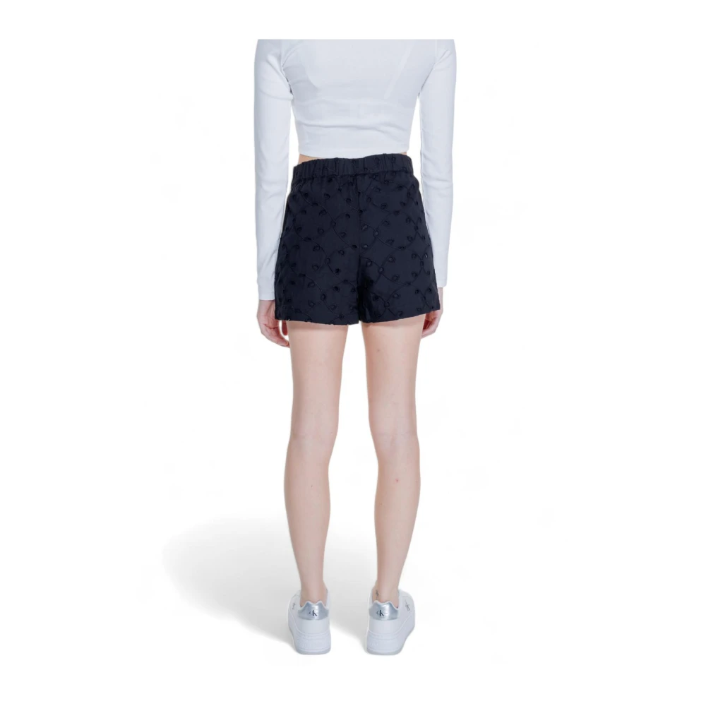 Only Zwarte Eyelet Detail Zomer Shorts Black Dames