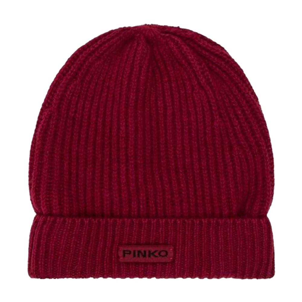 Pinko Räfflad Ull Beanie Mössa Lambkin Pink, Dam