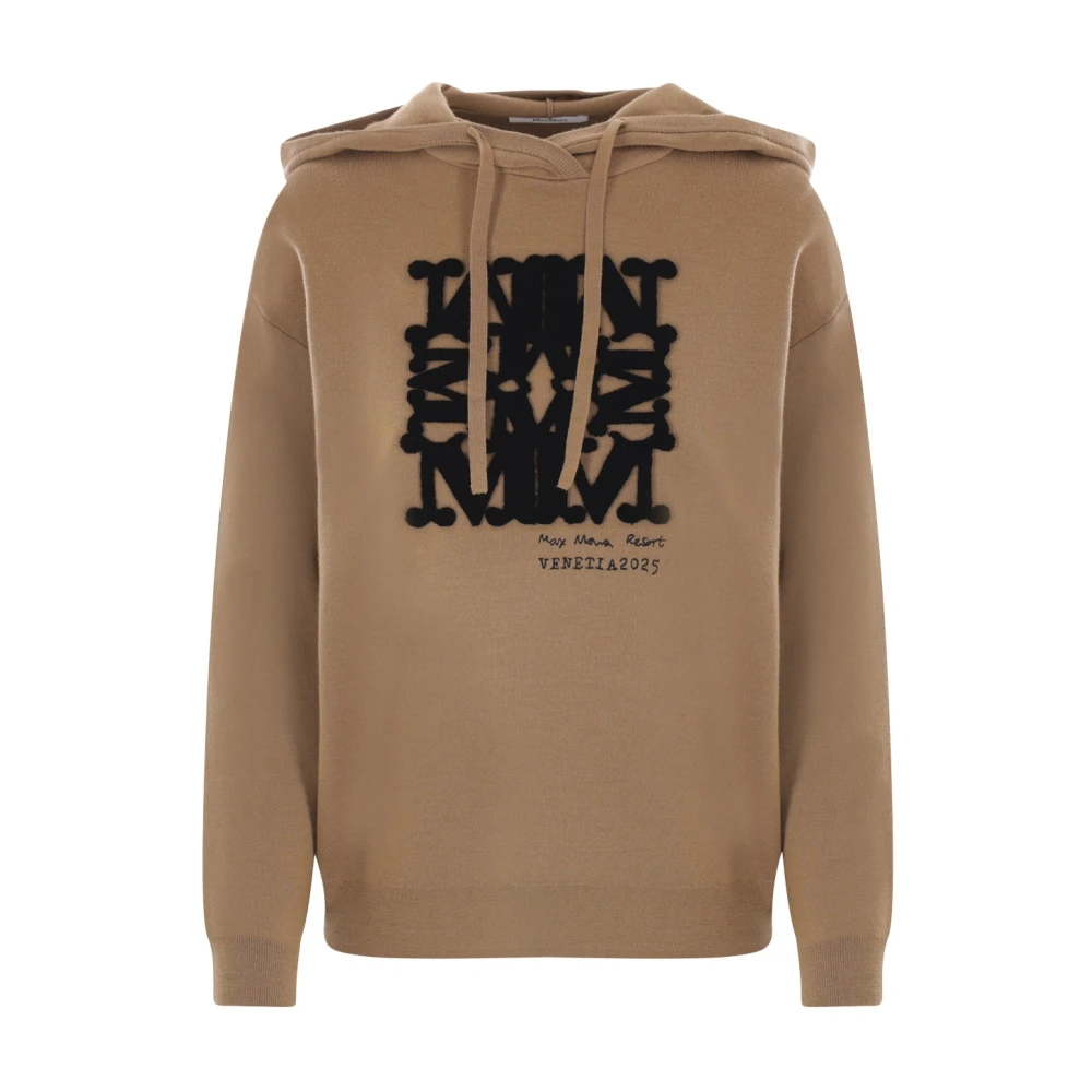 Max Mara Bruine Hoodie Jacquard Patroon Brown Dames