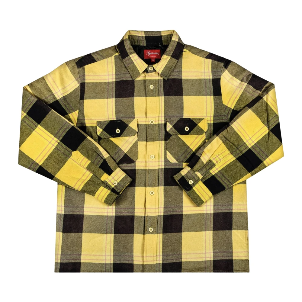 Supreme Gewatteerd Flanellen Overhemd Geel Limited Edition Multicolor Heren