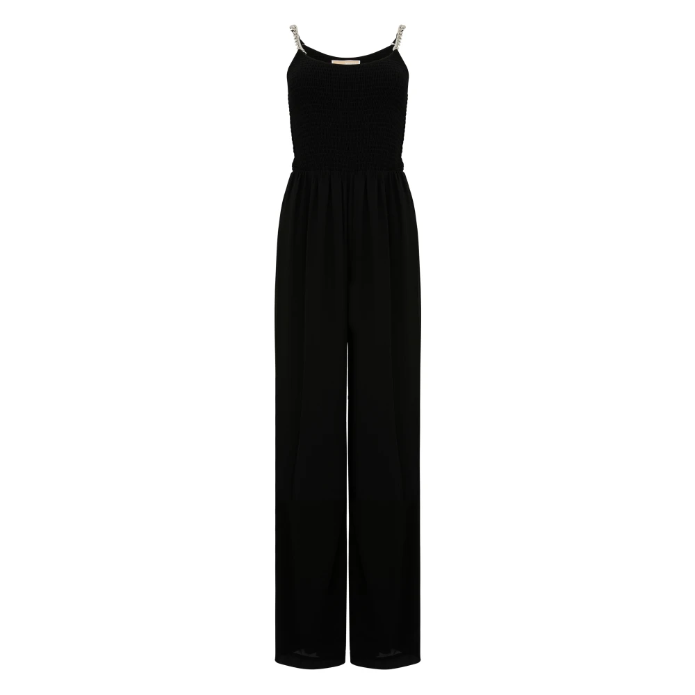 Michael Kors Smocked Jumpsuit met Kettingbandjes Black Dames