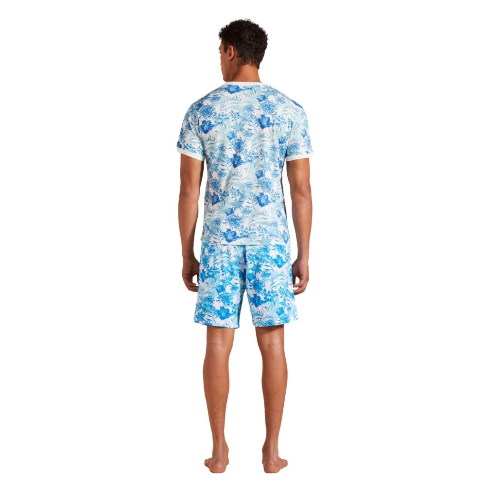 Vilebrequin Tahiti Flowers Katoenen T-shirt Heren Blue Heren