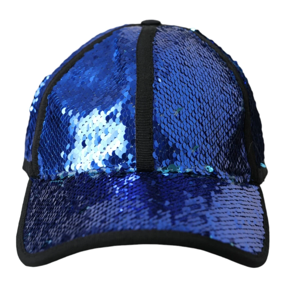 Dolce & Gabbana Blauwe Pailletten Baseballpet Mannen Blue Heren