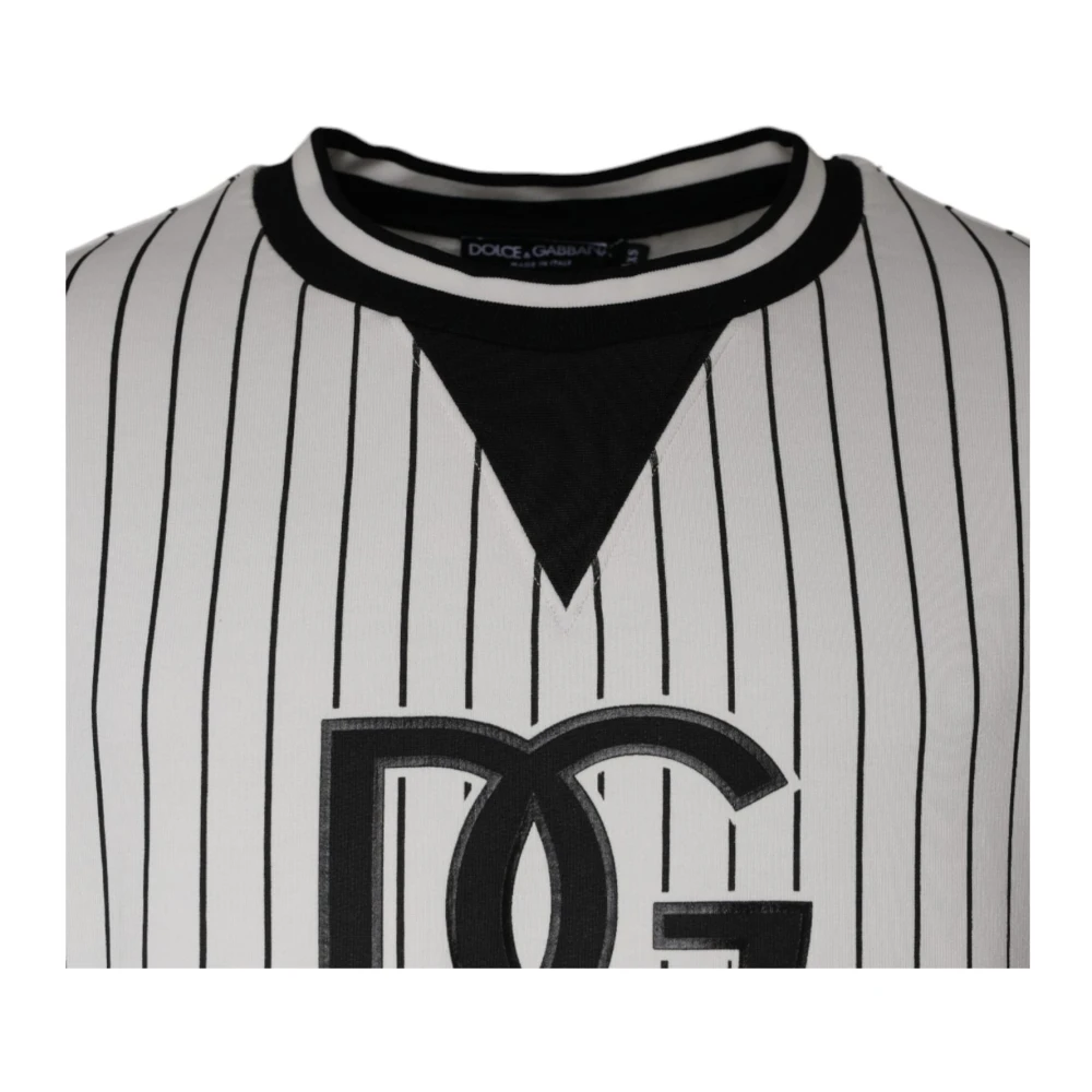 Dolce & Gabbana Gestreepte Logo Pullover Sweatshirt Zwart Wit Black Heren
