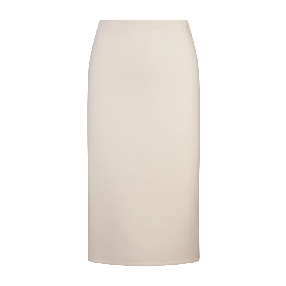 Ermanno Scervino Ivory Wool Midi Kjol med Slits White, Dam