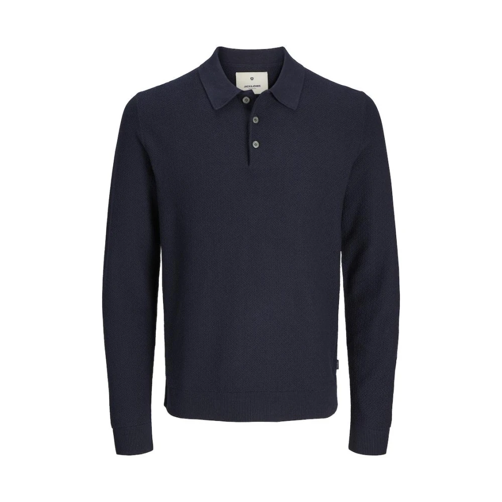 jack & jones Blauwe Gebreide Polo LS Nachtblauw Blue Heren