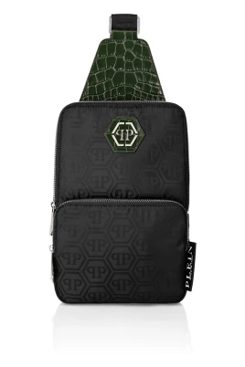 Crossbody-väska i nylon och läder med monogram