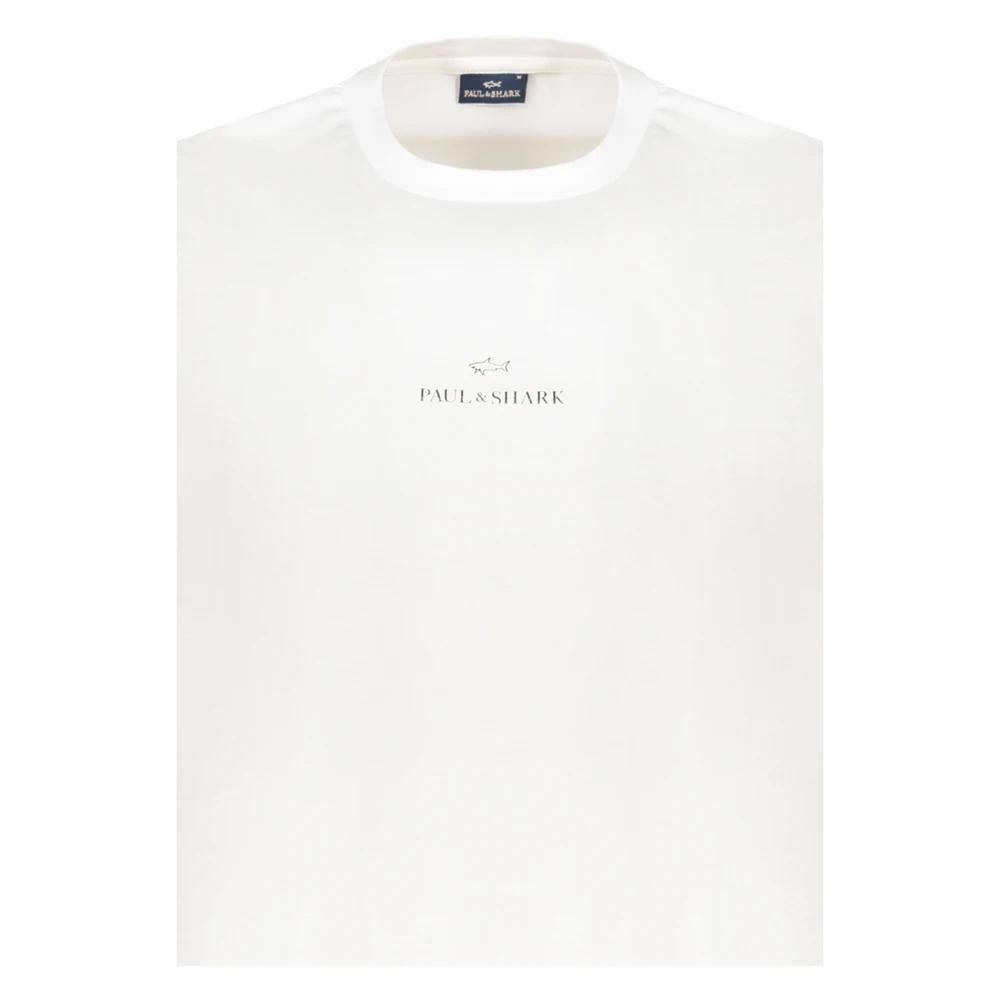 PAUL & SHARK Logo Detail Katoenen T-shirt White Heren