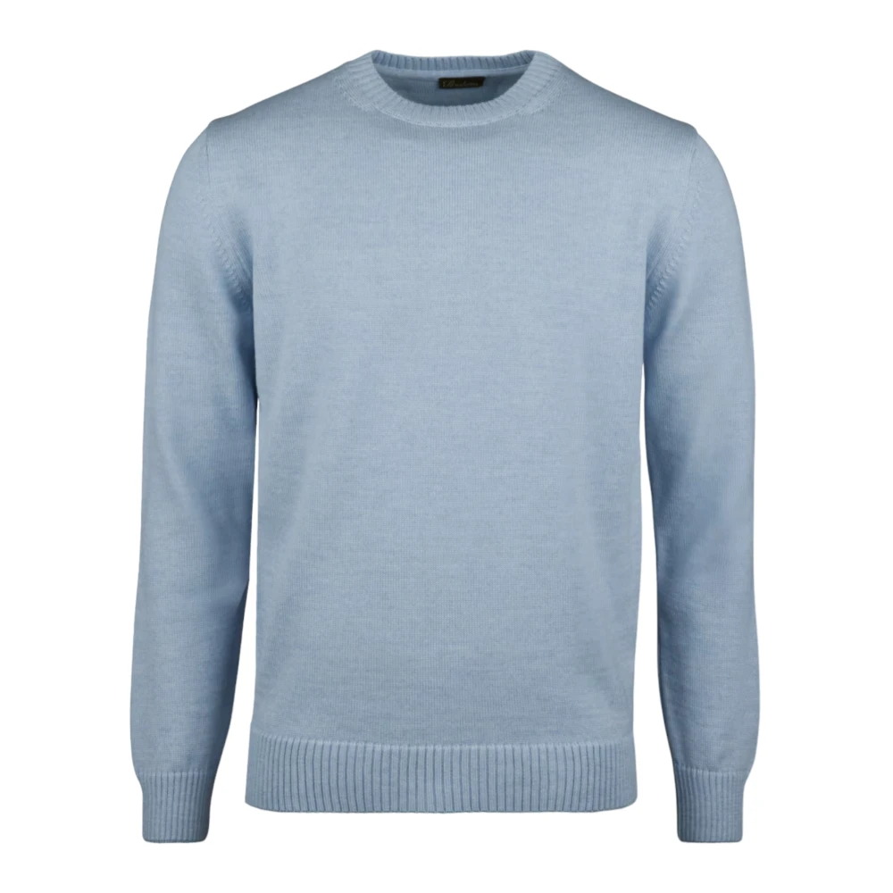 Stenströms Chunky Merino Wool Crew Neck Sweater Blue Heren