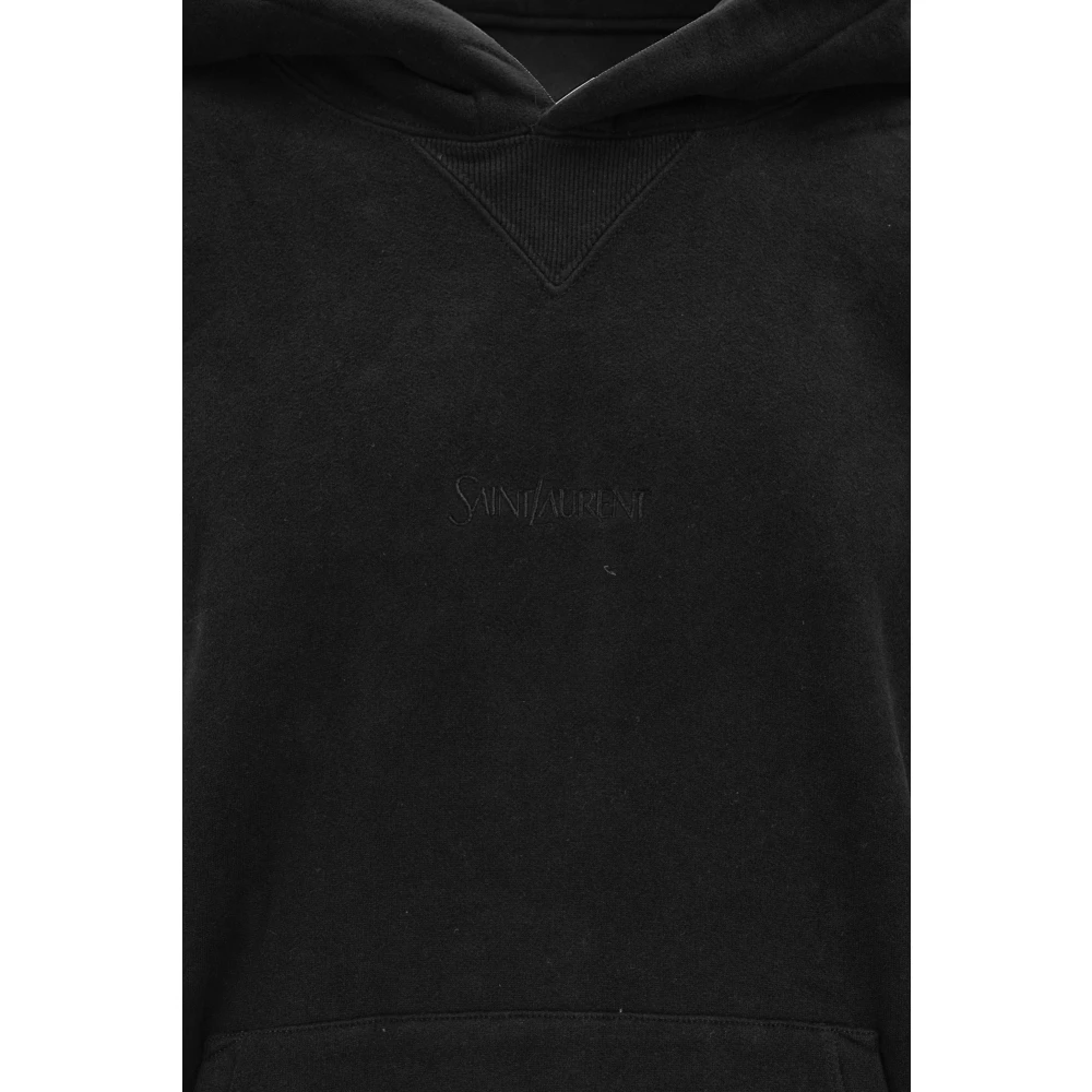 Saint Laurent Hoodie met geborduurd logo Black Heren