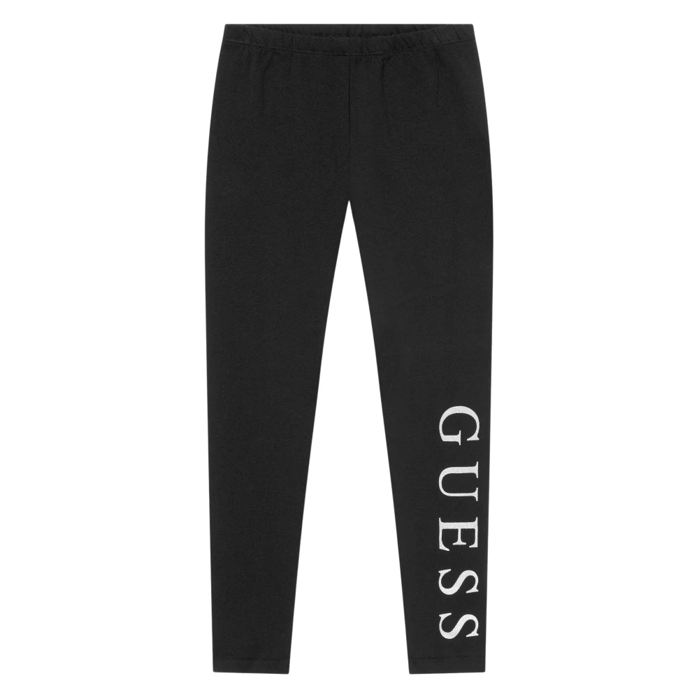 Guess Girls Black Leggings, 12 Y, Logo Leggings For