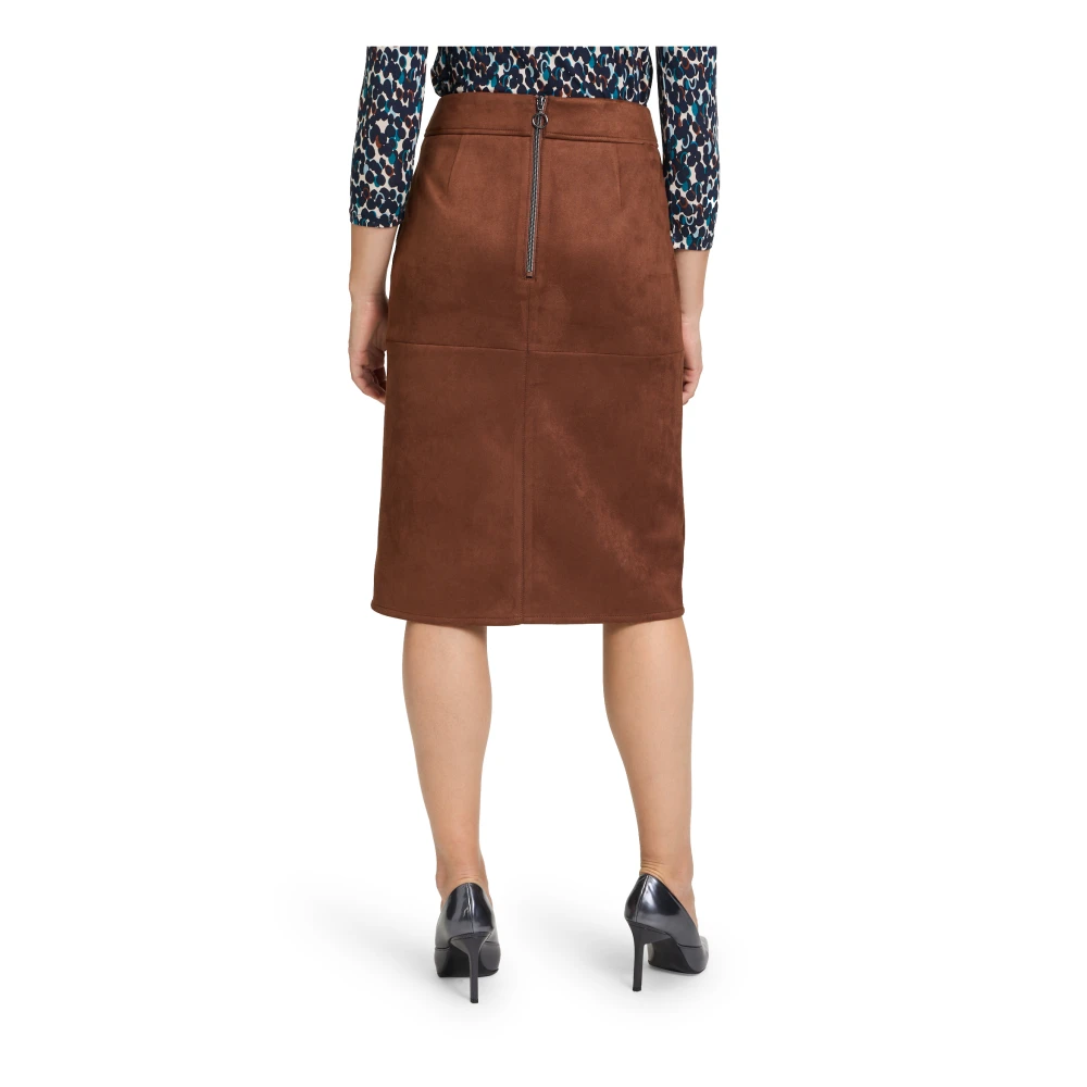Betty Barclay Imitatieleer Rok Effen Kleur Brown Dames