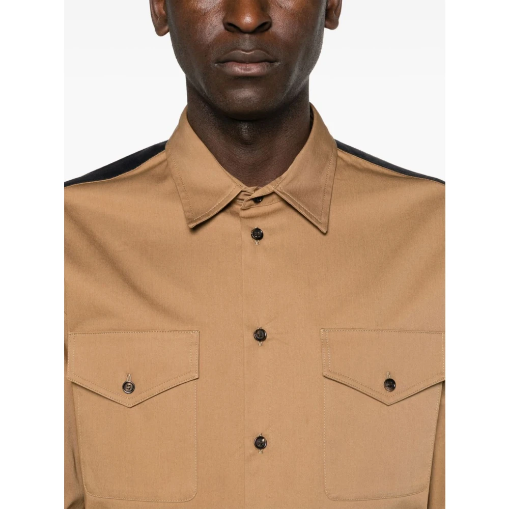 alexander mcqueen Bruin Logo Katoenen Shirt Italië Brown Heren