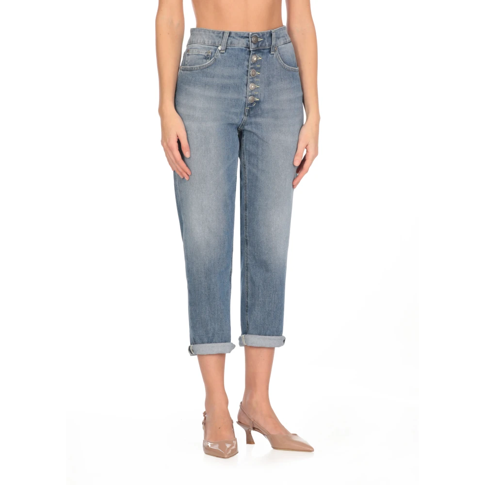 Dondup Blauwe Katoenen Jeans met Juweelknopen Blue Dames