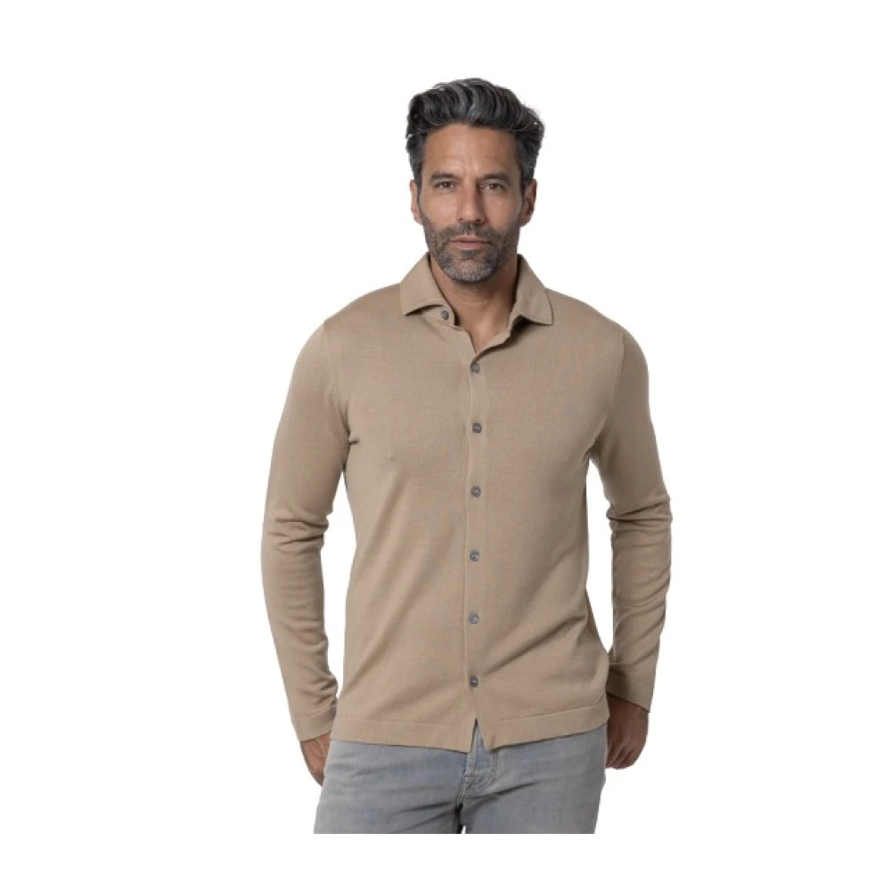 Gran Sasso Hombre Camisa Clásica De Manga Larga En Camel