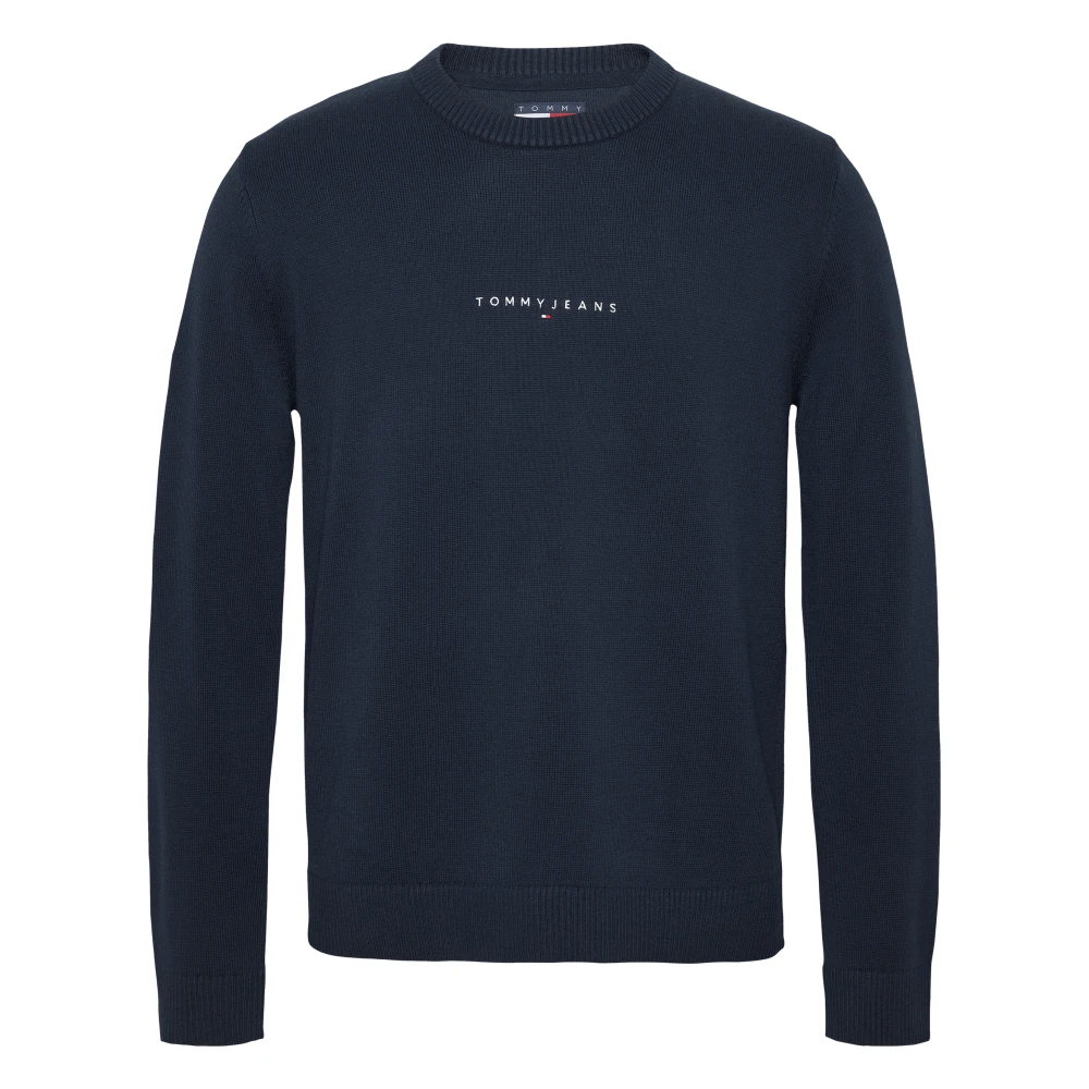 Tommy Jeans Blauwe Crewneck Sweater Logo Print Blue Heren