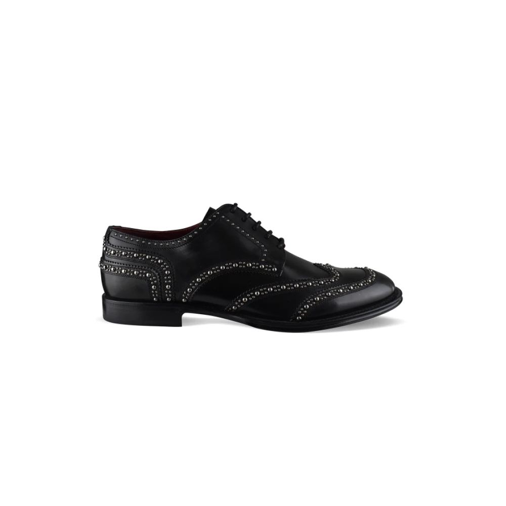 Dolce & Gabbana Mannelijk Zwart Schoenen Heren, 41 Eu, Leer, Wingtip Derby