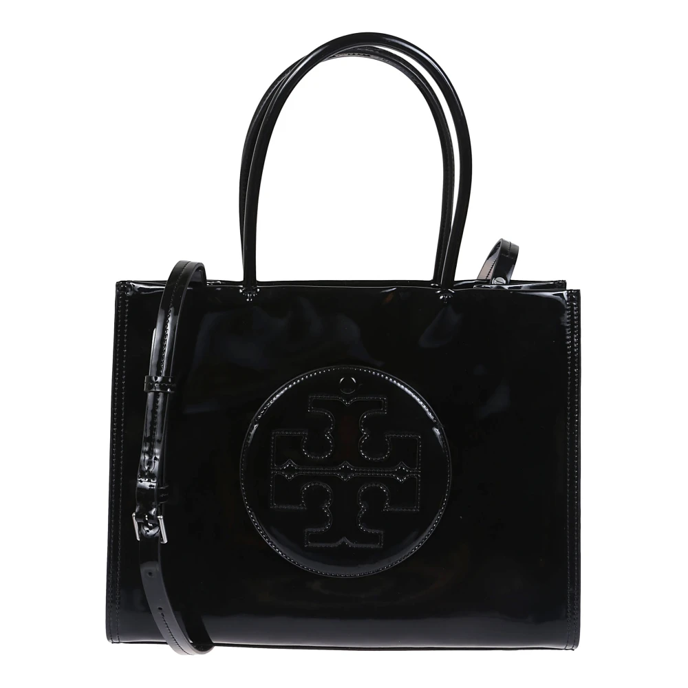 TORY BURCH Zwarte Vernice Shoppingtas met Iconisch Logo Black Dames