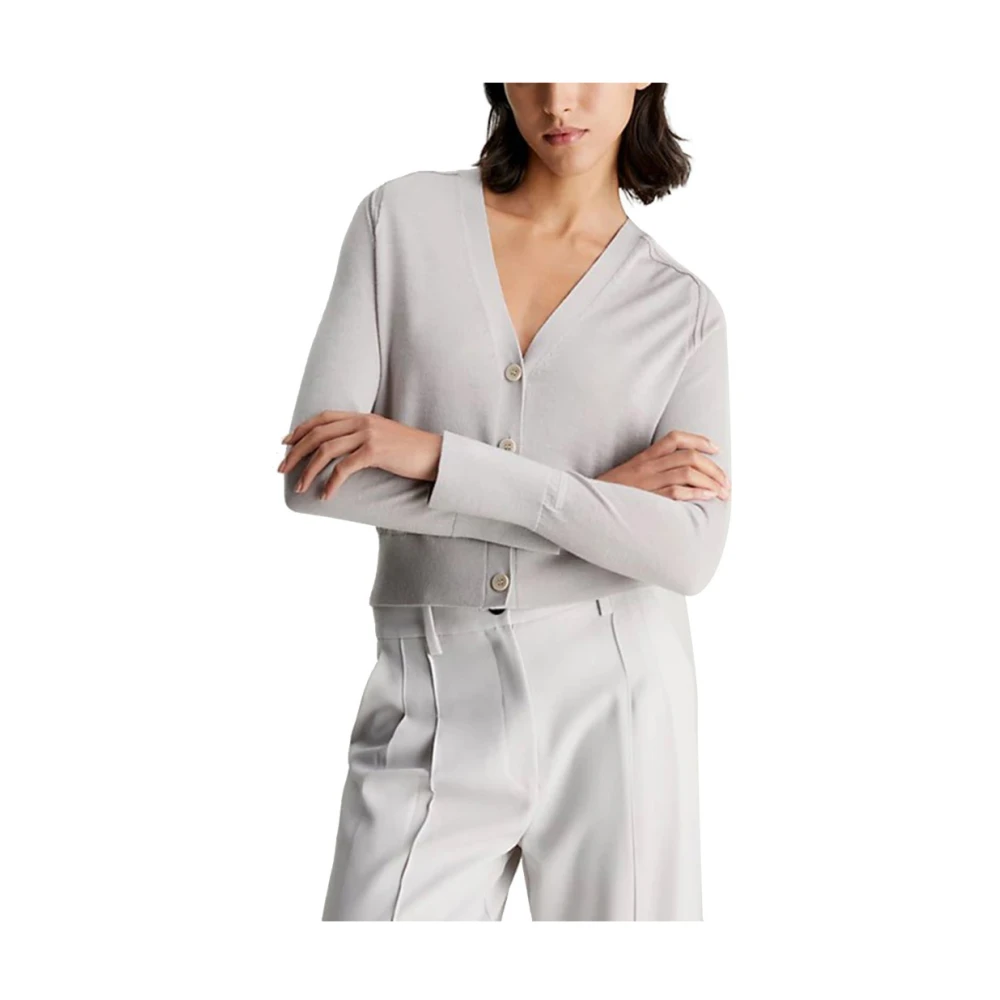 Calvin Klein Grijze Sweater Iconische Comfort Elegantie Gray Dames