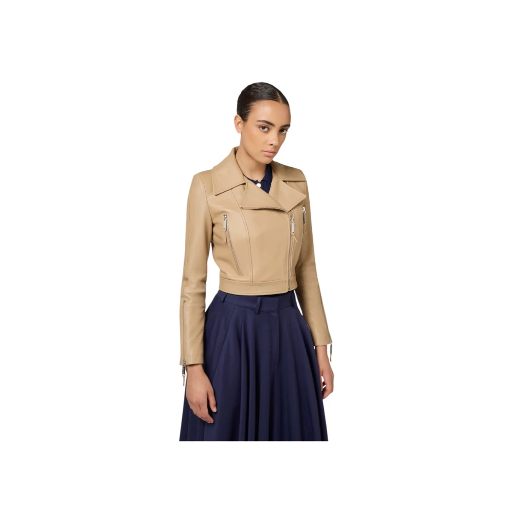 Elisabetta Franchi Leren jas Brown Dames