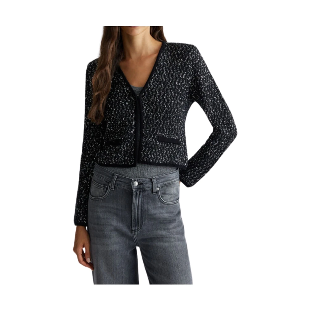 Liu Jo Zwart Pailletten Jas Sweater Black Dames
