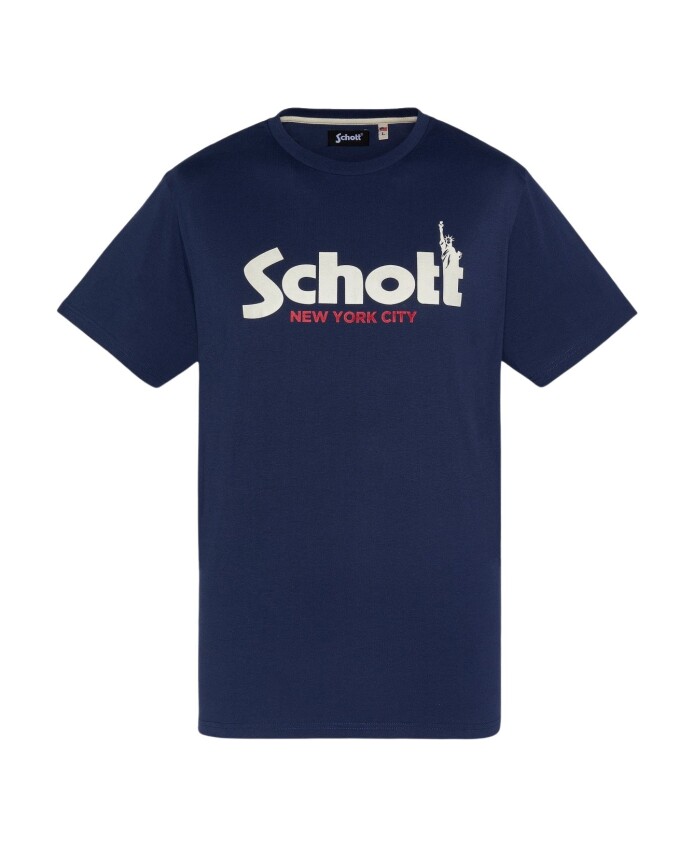 tshirt-en-coton-logo-bleu-col-rond