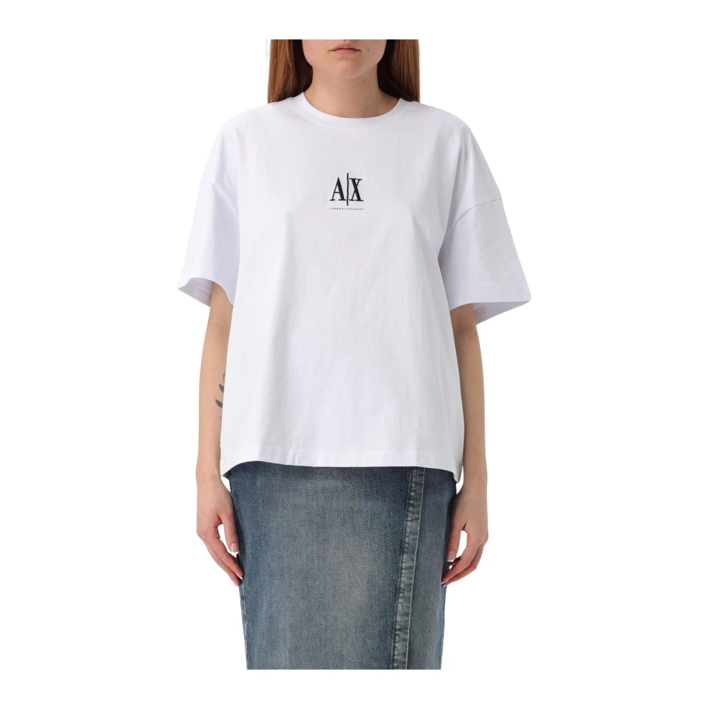 Armani Exchange Women's White T-Shirts,, Logo Tee Stylish Chic Modern Medium