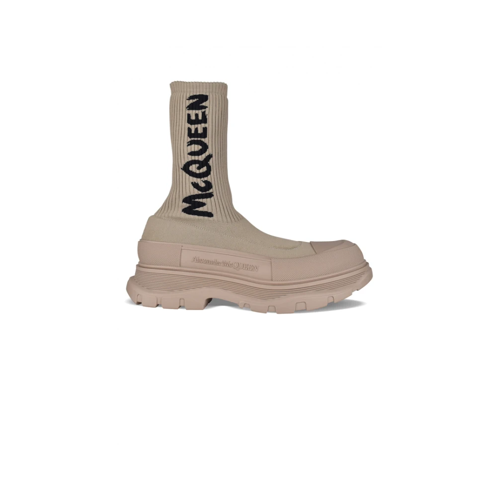 Alexander McQueen Graffiti Knit Tread Slick Boot Heren Schoenen Beige