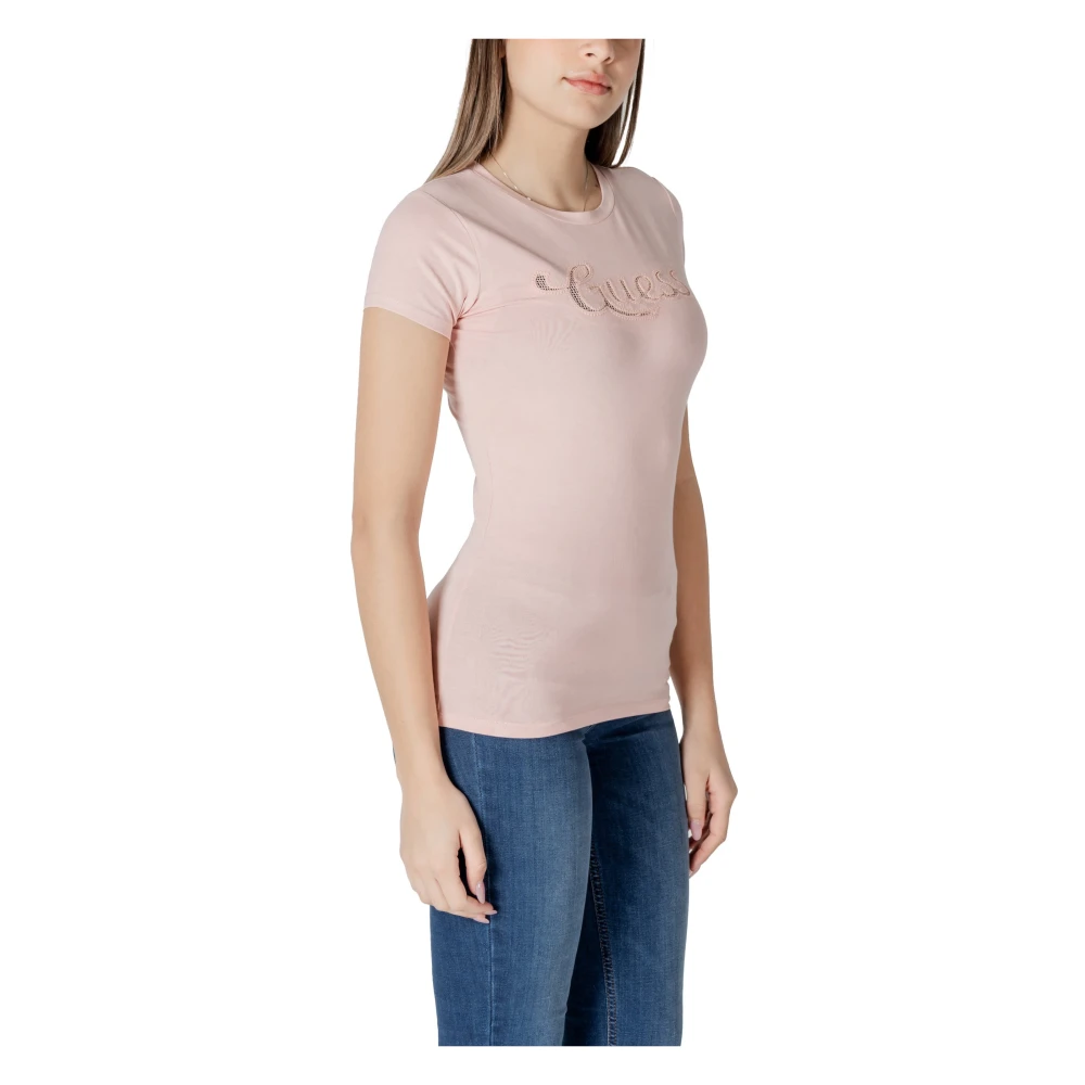 Guess Roze Korte Mouw T-shirt voor Vrouwen Pink Dames