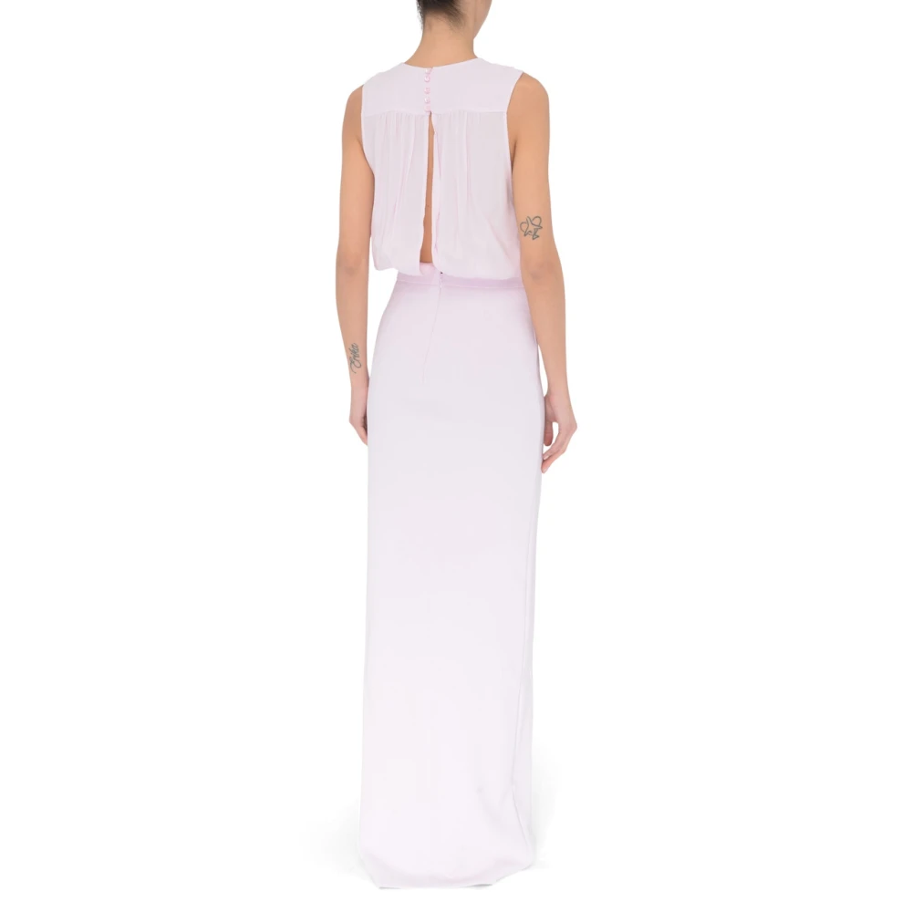 Elisabetta Franchi Lila Lange Jurk met V-hals Purple Dames