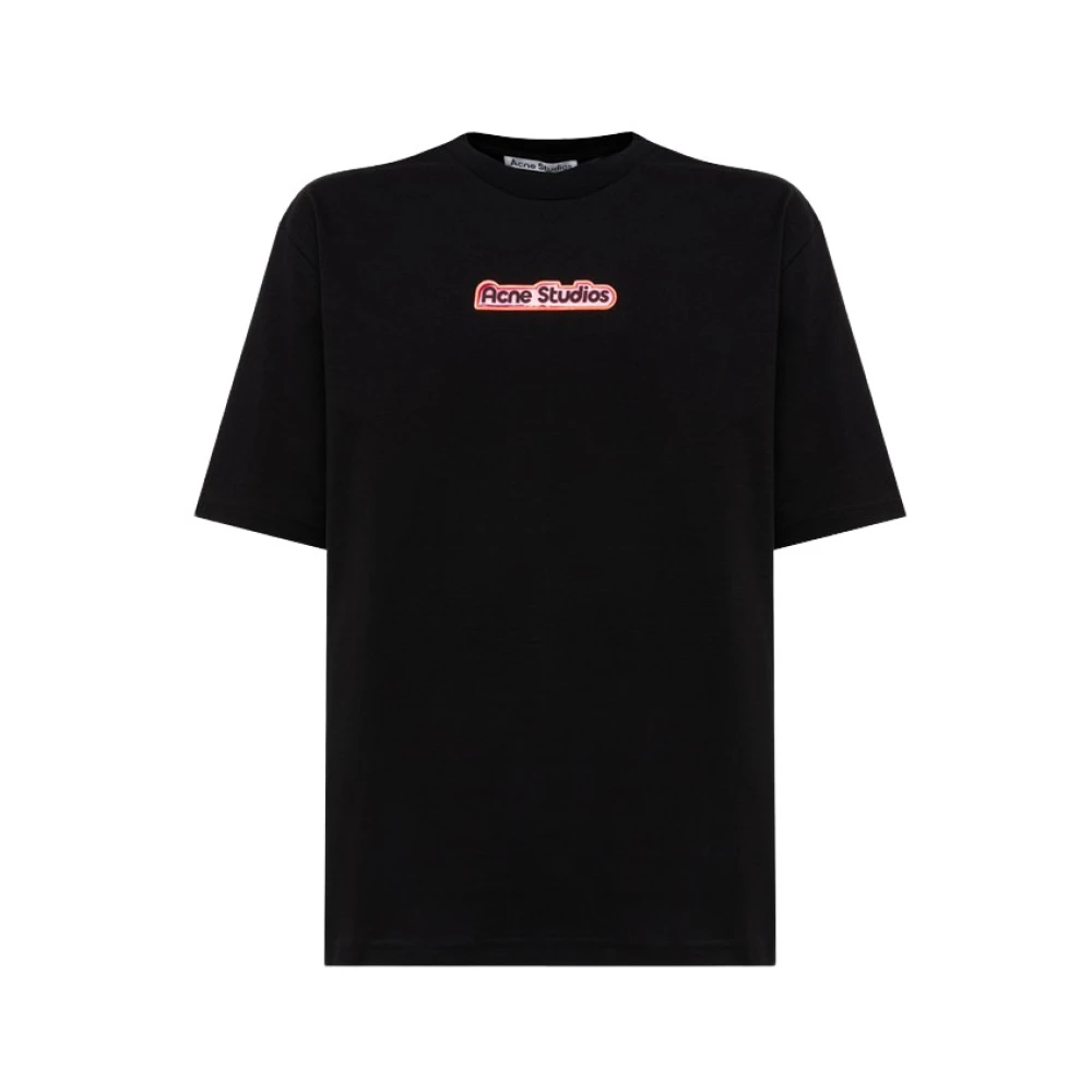 Acne Studios Effengekleurd Katoenen T-Shirt Black Heren