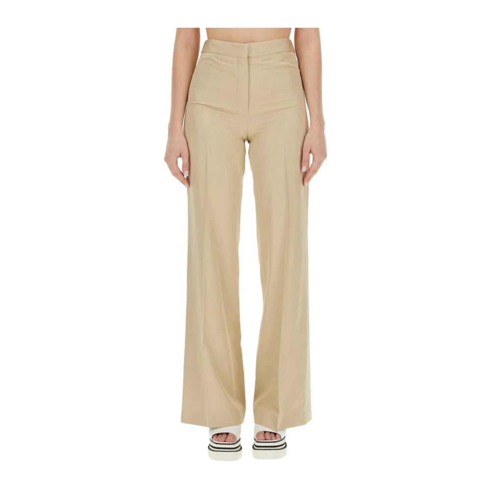 Stella Mccartney Beige Wide-Leg Tailored Trousers - Female - Wide Trousers - S - Trousers