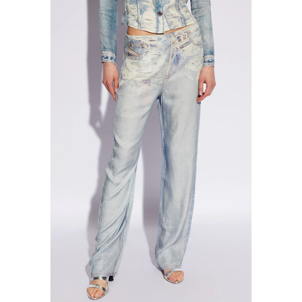 Diesel P-Sarky broek met trompe l oeil effect Blue Dames