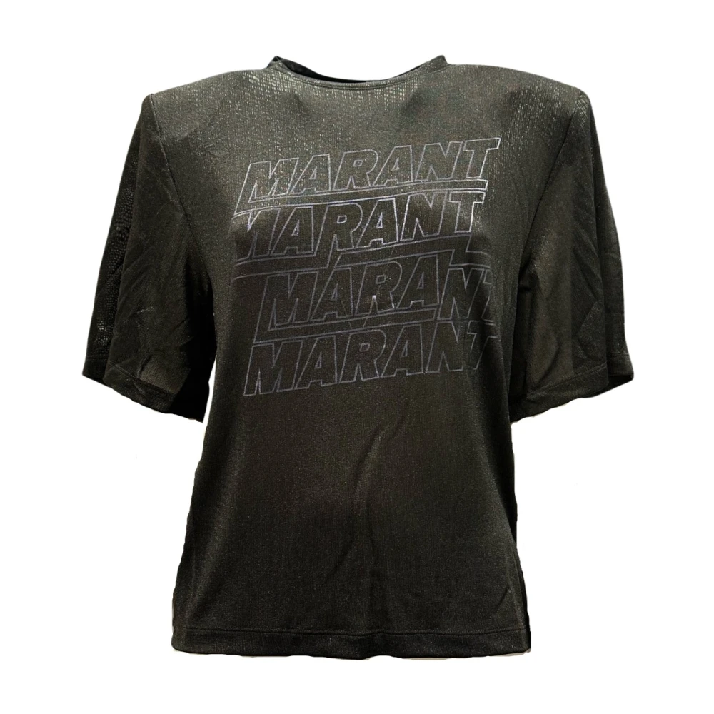 Isabel Marant Étoile Freya Glitter T-Shirt Lichtgewicht Schouderkussens Black Dames