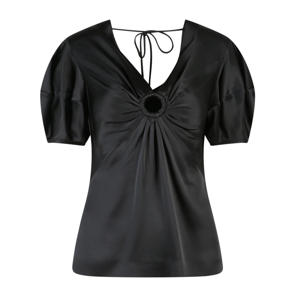 Stella Mccartney Zwarte Viscose Blend Top met Front Ring Design Black Dames