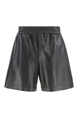 Bonded Leather Jersey Shorts