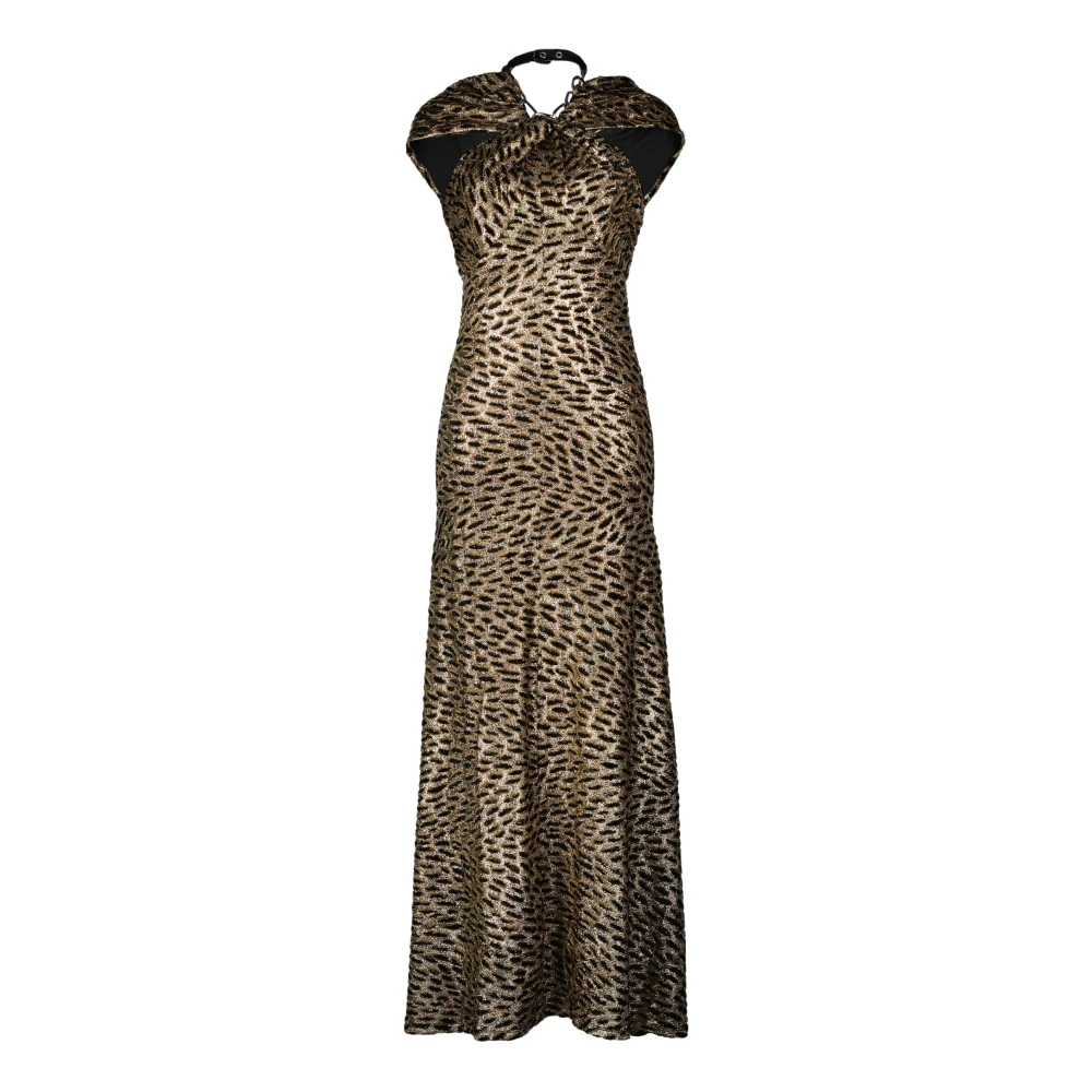Paco Rabanne Luipaardprint Maxi Jurk Brown Dames