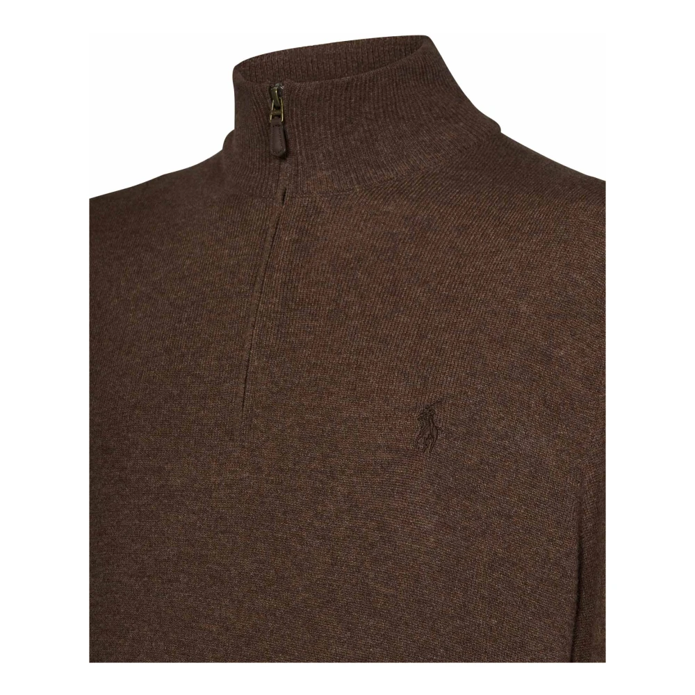 Polo Ralph Lauren Bruine wollen trui met kwart rits Brown Heren