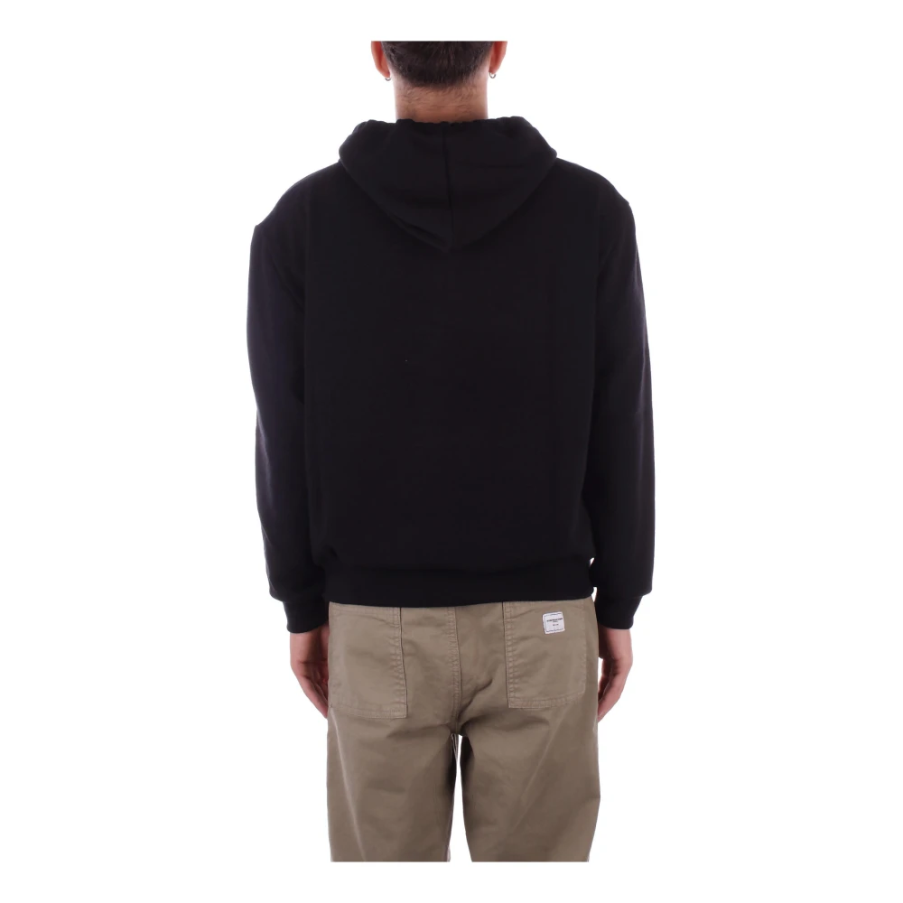 Costume National Zwarte Hoodie Sweater Logo Voorzak Black Heren