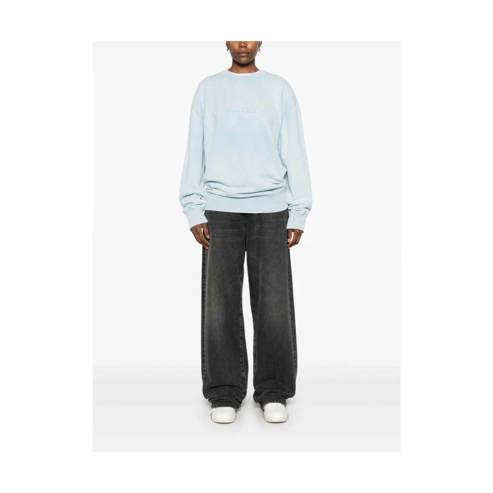 Mizuno Lichtblauwe Katoenen Sweatshirt met Geborduurde Logo's Blue Heren