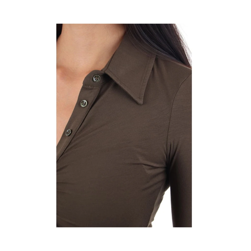 pinko Kort Roze Modaal Blend Shirt Brown Dames