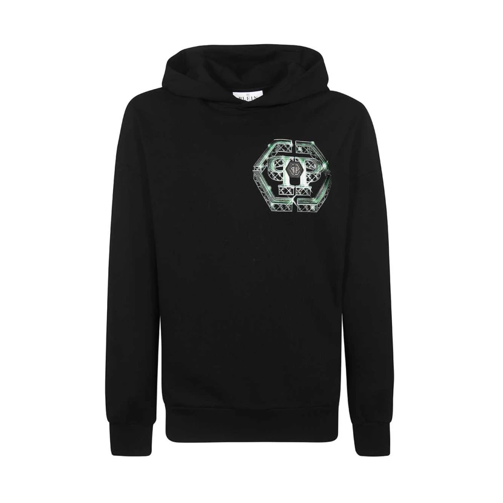 Philipp Plein Katoenen Hoodie met Logo Print Black Heren