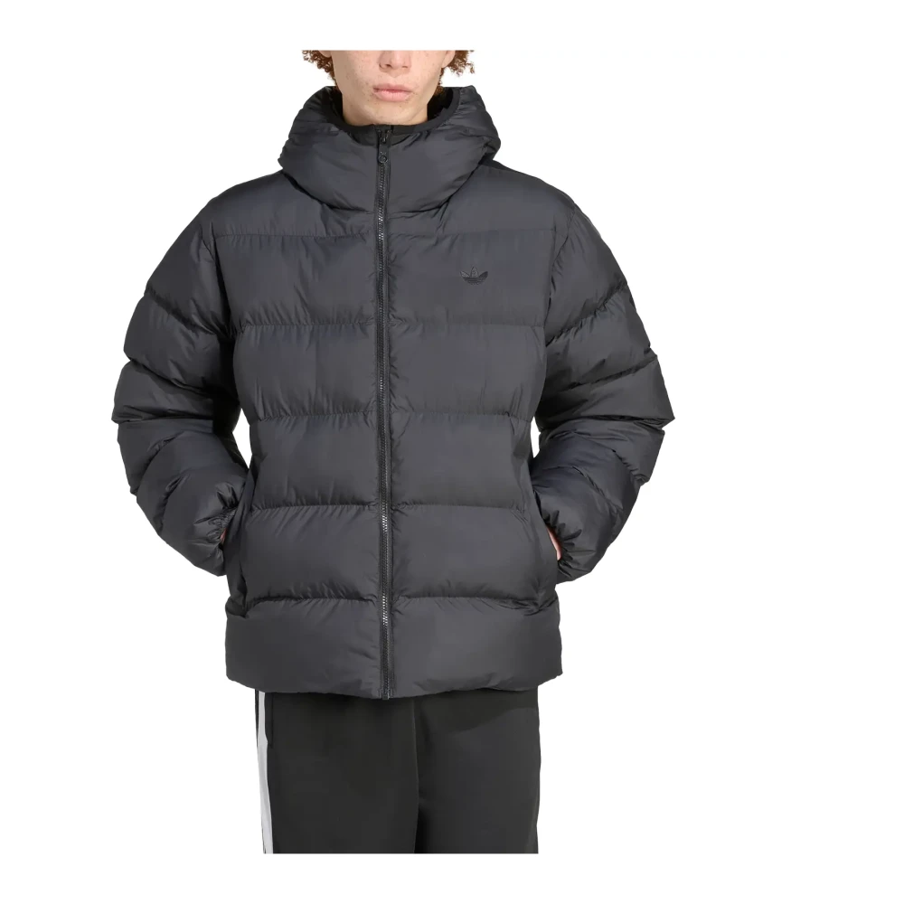 Adidas Men's Black Jackets, 2XL, Tonal Hooded Puffer Jacket
