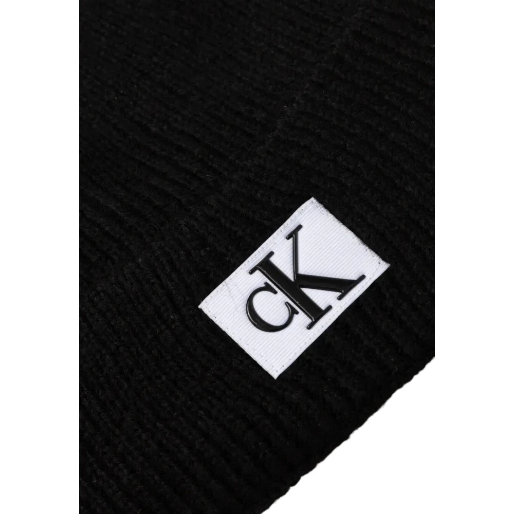 Calvin Klein Jeans Minimalistisch Logo Gebreide Muts Black Heren