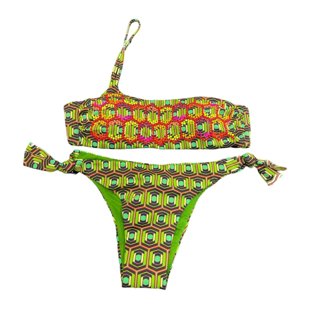 Geometrisk Hexagon Enskulders Bikini Topp