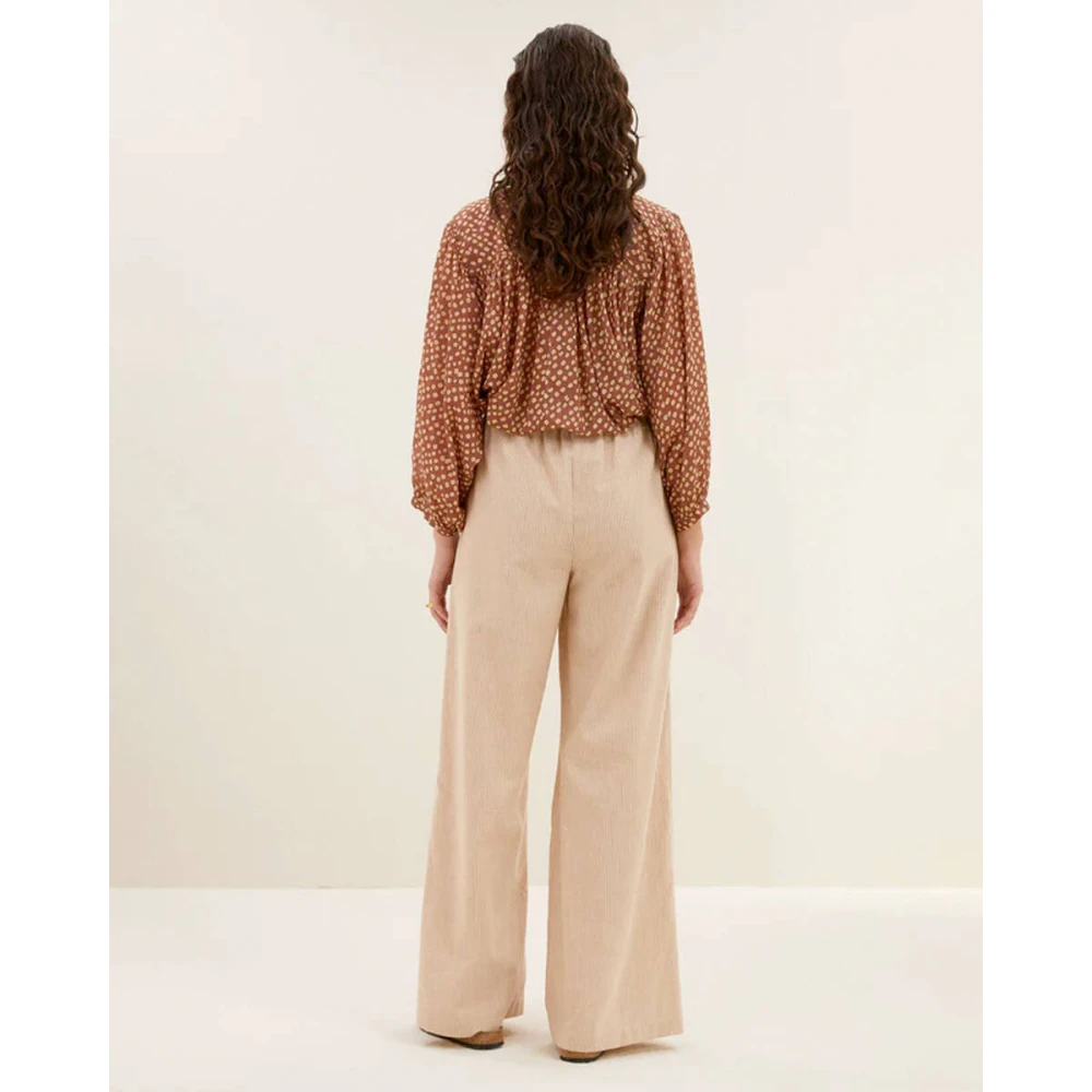 By-Bar Lurex Gestreepte Broek Beige Dames