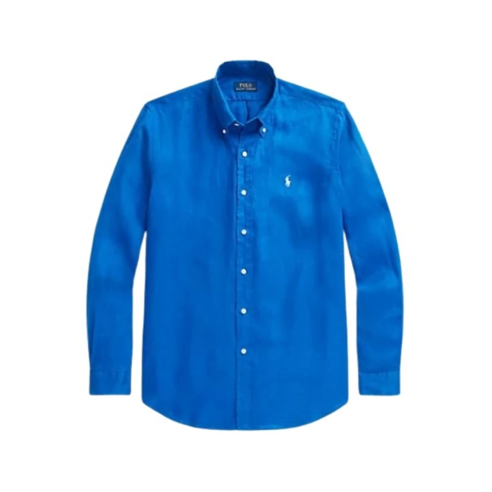 Polo Ralph Lauren Slim Linnen Overhemd Blue Heren