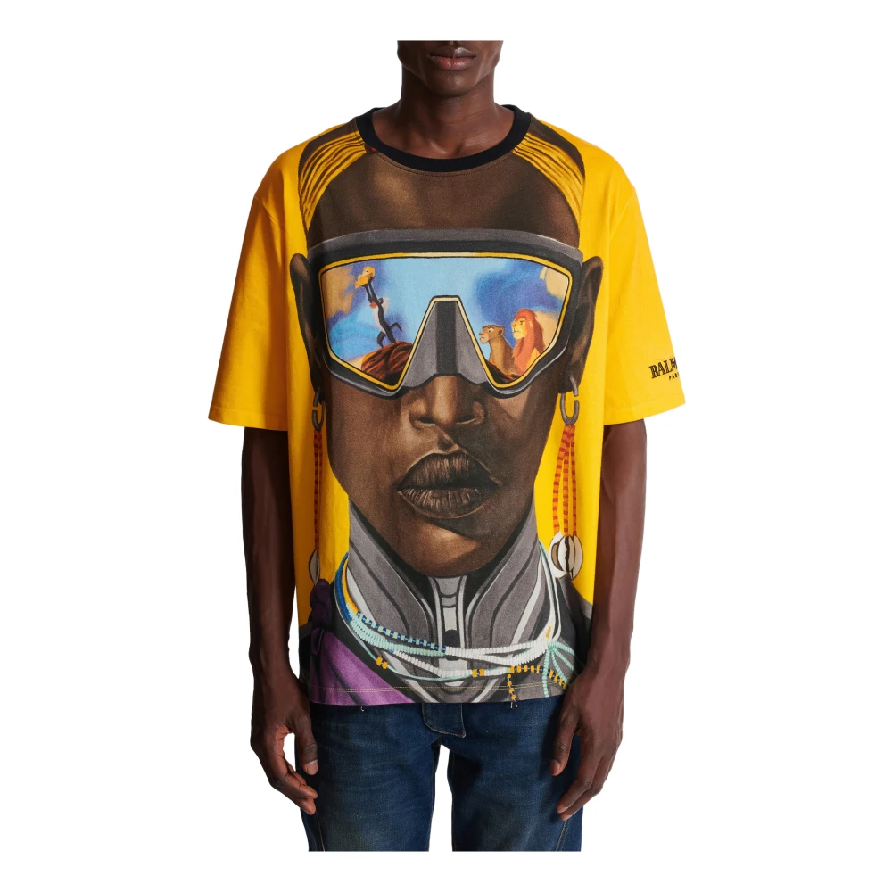 Balmain Disney x : The Lion King T-shirt met groot print Nika Mtwana Multicolor Heren